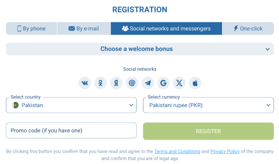 Registration by Social Networks